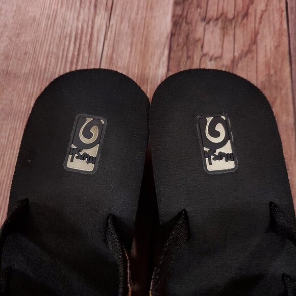 Teva Womens Size 6 Mush Mandalyn Ola 2 Black Gold Silver Wedge Sandals - Picture 7 of 14